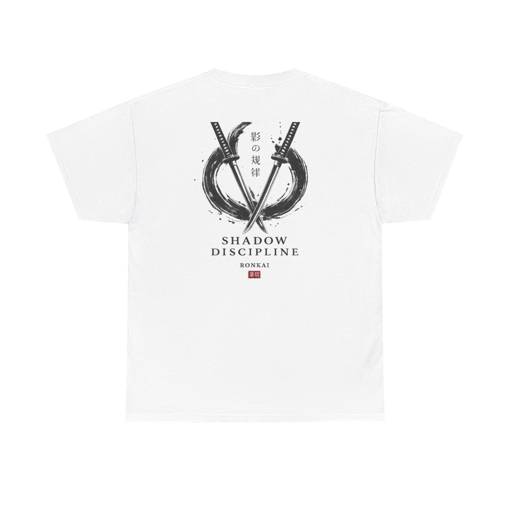 Shadow Discipline Tee — Samurai Sword Japanese Brushstroke Graphic T-Shirt