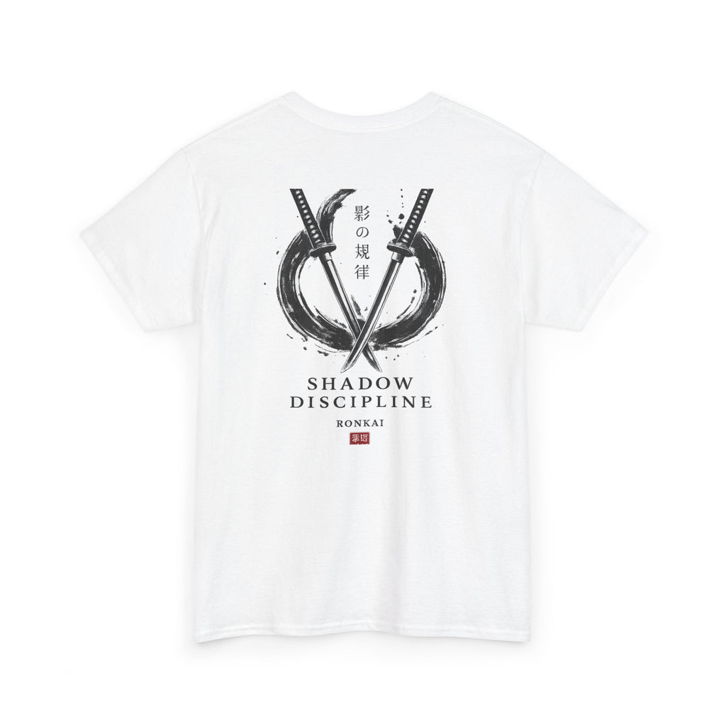 Shadow Discipline Tee — Samurai Sword Japanese Brushstroke Graphic T-Shirt